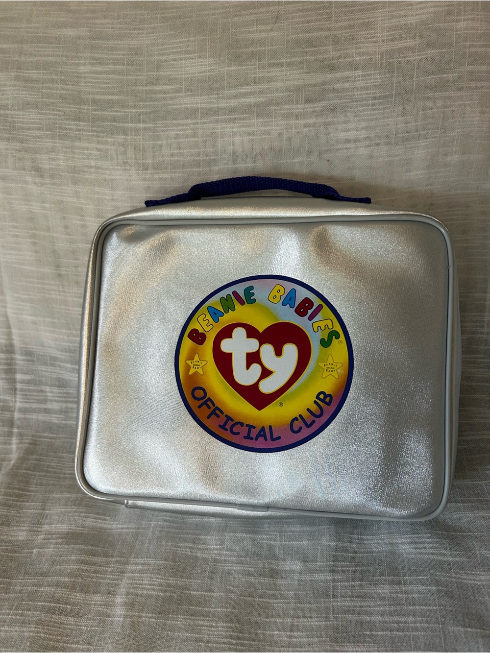 Ty Metallic Silver Carry Case with Rainbow Logo